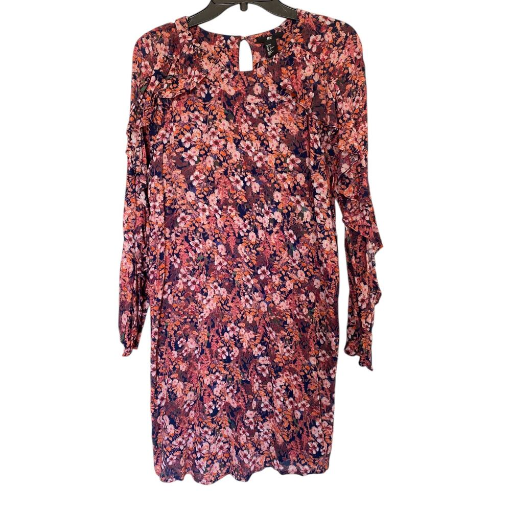 NWT H&M Floral Mini Dress Ruffle Long Sleeves Size 6 - Picture 6 of 7